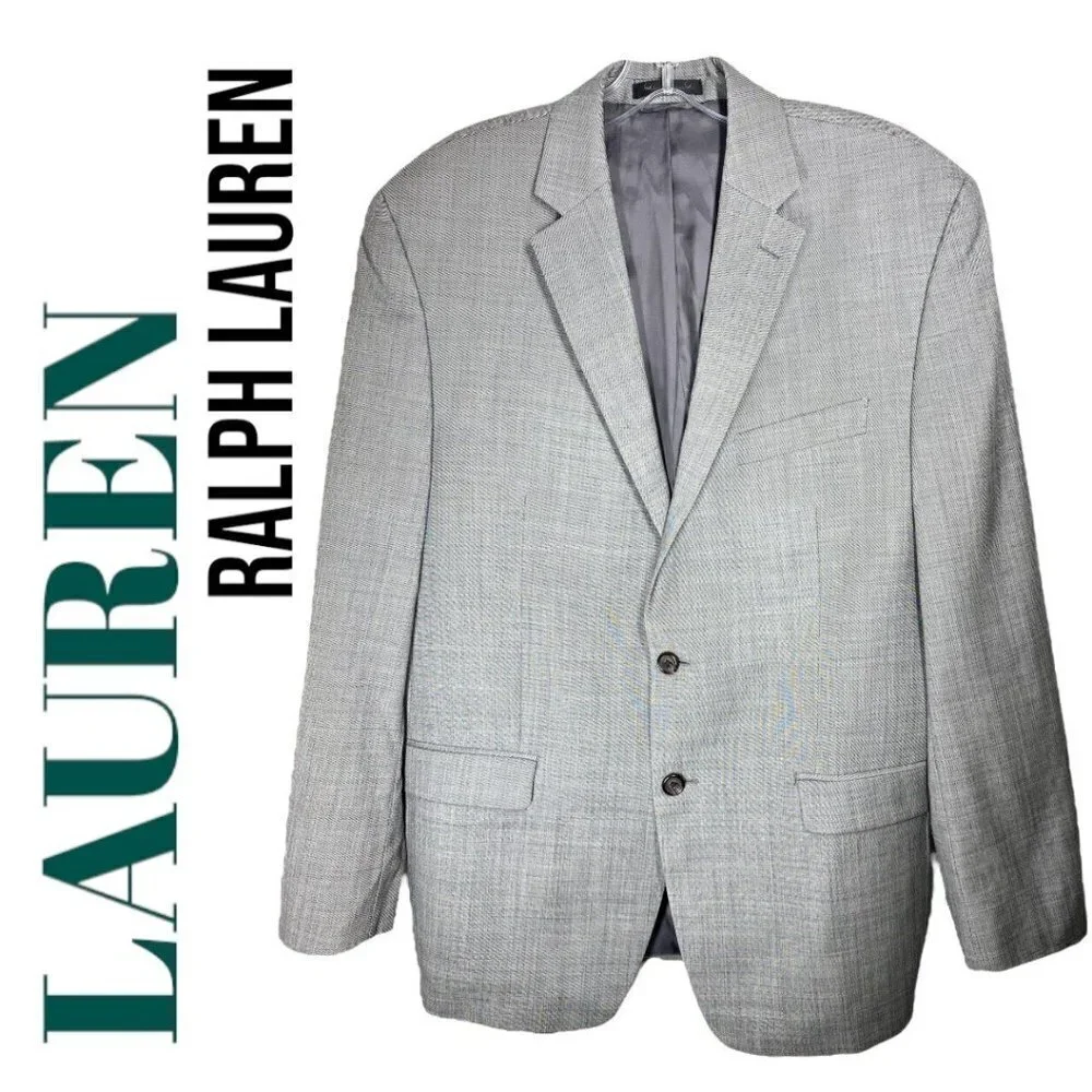 Lauren Ralph Lauren‎ Gray Wool Blazer 40R Men's Classic Tailored Sport Coat